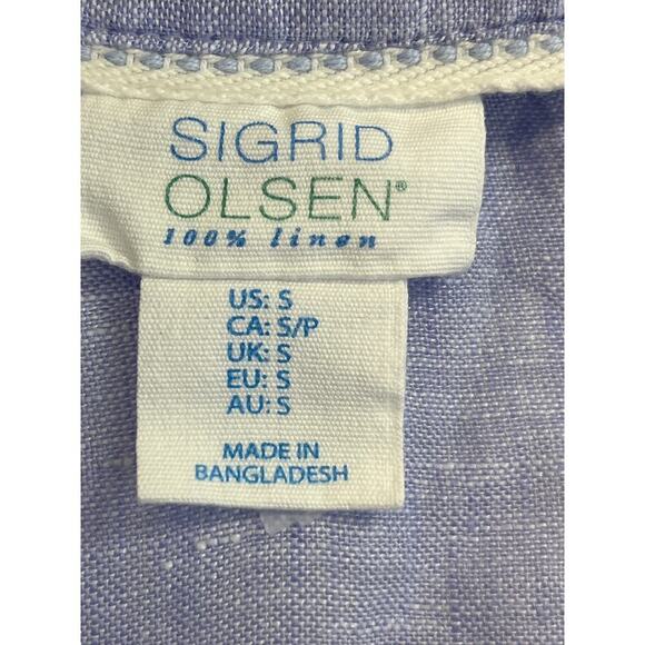 Sigrid Olsen Womens S Lavender 100% Linen V Neck 3/4 Sleeves Coastal Cool - Picture 3 of 6